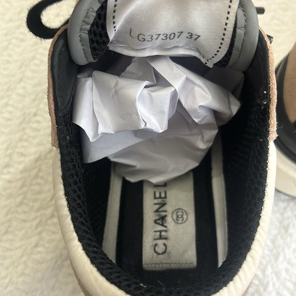 CHANEL Mesh Suede Calfskin Grained Calfskin Womens CC Sneakers Pink - Picture 10 of 14